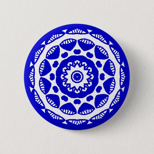 Bio Geometry 010 - Royal Blue on White Button (Vorderseite)