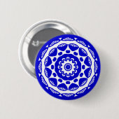 Bio Geometry 010 - Royal Blue on White Button (Vorne & Hinten)
