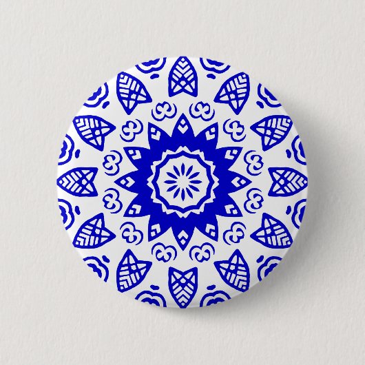 Bio Geometry 011 - Royal Blue on White Button (Vorderseite)