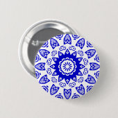 Bio Geometry 011 - Royal Blue on White Button (Vorne & Hinten)