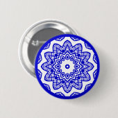 Bio Geometry 012 - Royal Blue on White Button (Vorne & Hinten)