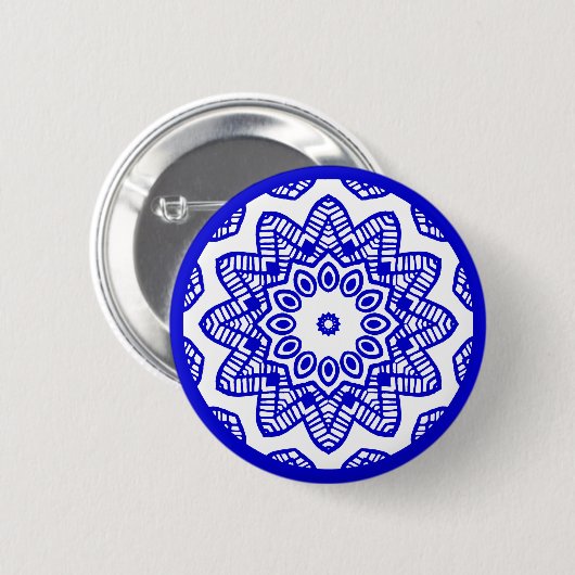 Bio Geometry 012 - Royal Blue on White Button (Vorne & Hinten)