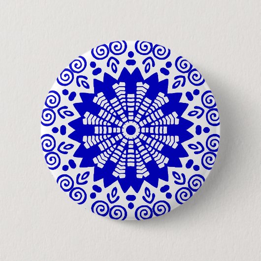 Bio Geometry 014 - Royal Blue on White Button (Vorderseite)