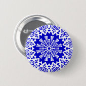 Bio Geometry 014 - Royal Blue on White Button (Vorne & Hinten)
