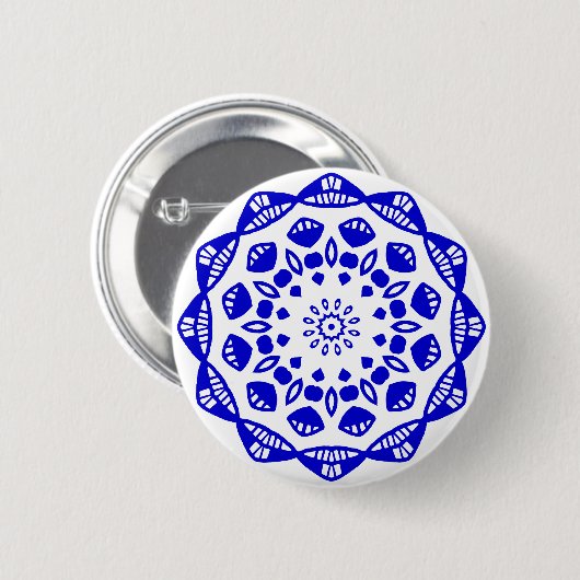 Bio Geometry 015 - Royal Blue on White Button (Vorne & Hinten)