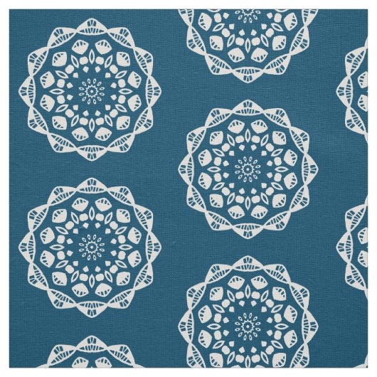 Bio Geometry 015 - White on Blue 00486b Stoff (Muster)