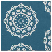 Bio Geometry 015 - White on Blue 00486b Stoff (Nahaufnahme)
