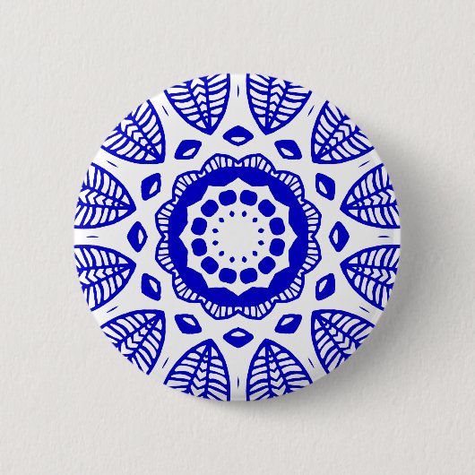 Bio Geometry 016 - Royal Blue on White Button (Vorderseite)
