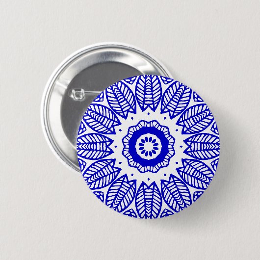 Bio Geometry 017 - Royal Blue on White Button (Vorne & Hinten)