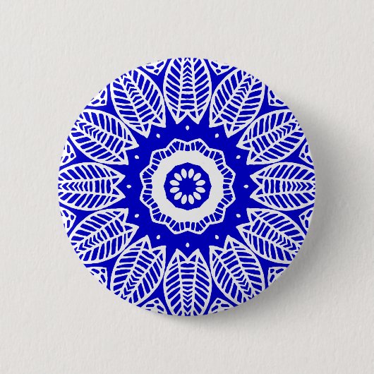 Bio Geometry 017 - White on Royal Blue Button (Vorderseite)