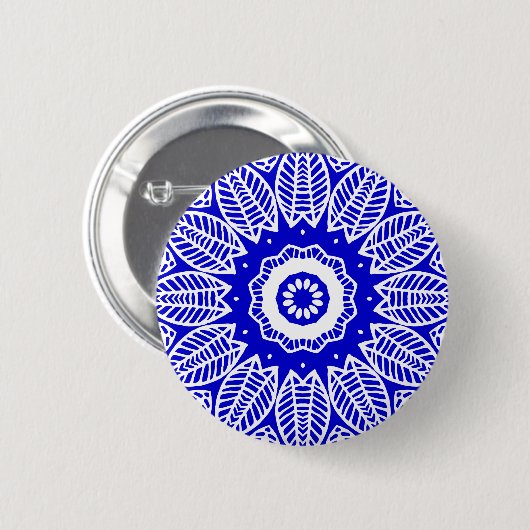 Bio Geometry 017 - White on Royal Blue Button (Vorne & Hinten)