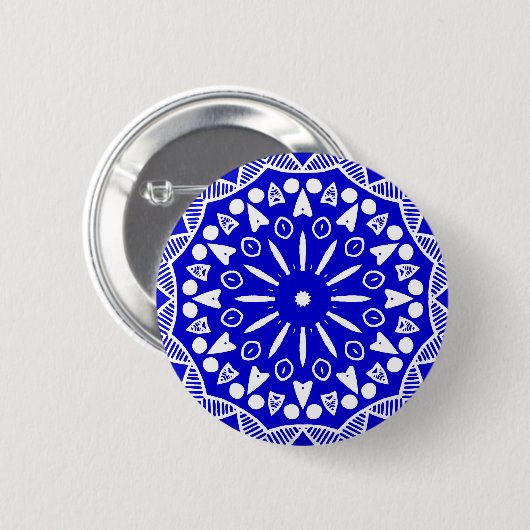 Bio Geometry 019 - White on Royal Blue Button (Vorne & Hinten)