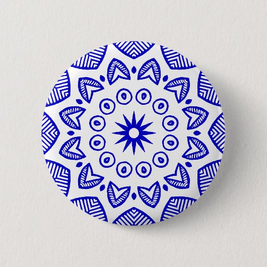 Bio Geometry 020 - Royal Blue on White Button (Vorderseite)