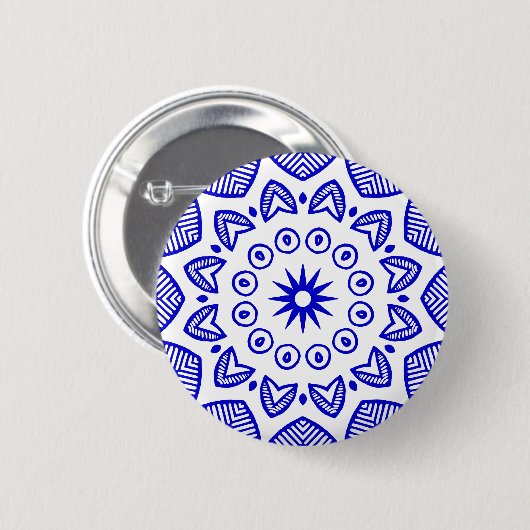 Bio Geometry 020 - Royal Blue on White Button (Vorne & Hinten)