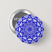 Bio Geometry 021 - White on Royal Blue Button (Vorne & Hinten)