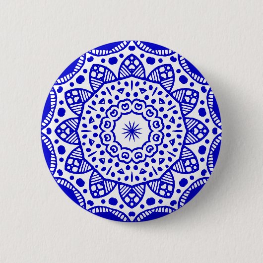 Bio Geometry 022 - Royal Blue on White Button (Vorderseite)