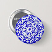 Bio Geometry 022 - Royal Blue on White Button (Vorne & Hinten)