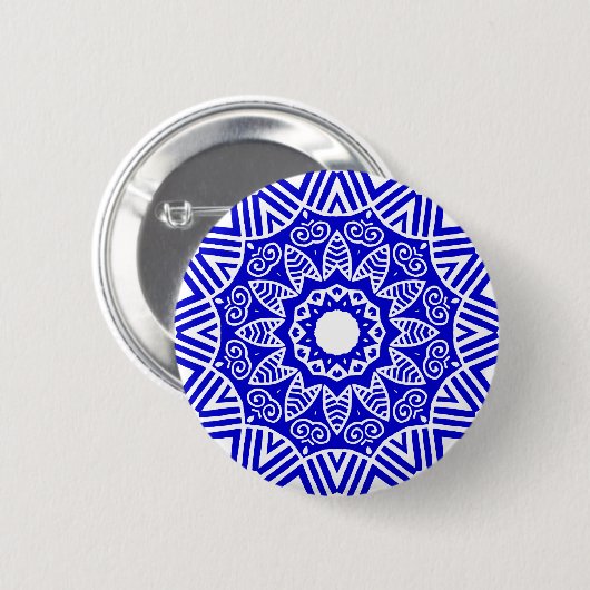 Bio Geometry 023 - White on Royal Blue Button (Vorne & Hinten)