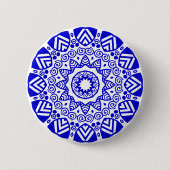 Bio Geometry 024 - Royal Blue on White Button (Vorderseite)