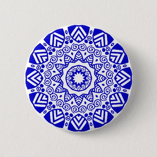 Bio Geometry 024 - Royal Blue on White Button (Vorderseite)