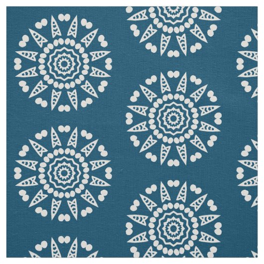 Bio Geometry 08 - White on Blue 00486b Stoff (Muster)