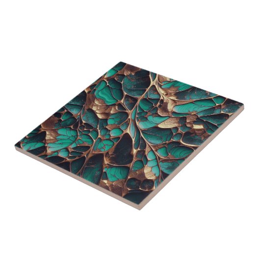 Bio glühende Goldlinien auf Smaragdgrün Fliese (Seite)