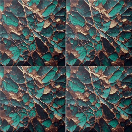 Bio glühende Goldlinien auf Smaragdgrün Fliese