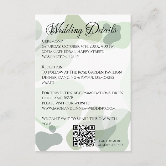 Bio Greenery Geometric Abstrakt Wedding Begleitkarte (Vorderseite)