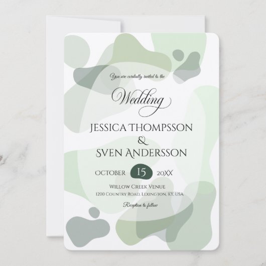 Bio Greenery Geometric Abstrakt Wedding Einladung (Vorderseite)