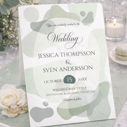 Bio Greenery Geometric Abstrakt Wedding Einladung