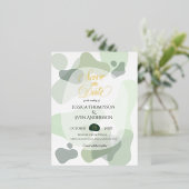 Bio Greenery Geometric Abstrakt Wedding Folie Einladungspostkarte (Stehend vorne)