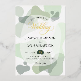 Bio Greenery Geometric Abstrakt Wedding Folieneinladung