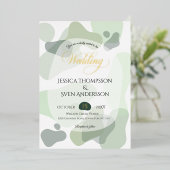 Bio Greenery Geometric Abstrakt Wedding Folieneinladung (Stehend vorne)