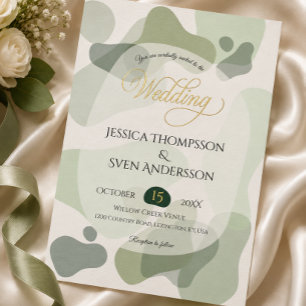 Bio Greenery Geometric Abstrakt Wedding Folieneinladung