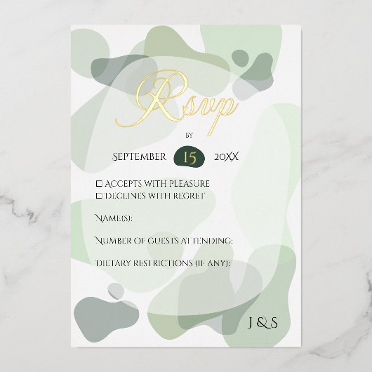 Bio Greenery Geometric Abstrakt Wedding Folieneinladung (Vorderseite)