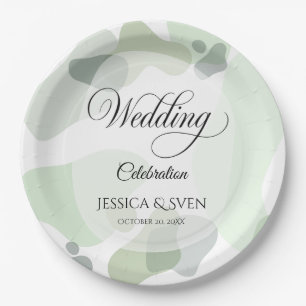 Bio Greenery Geometric Abstrakt Wedding Pappteller
