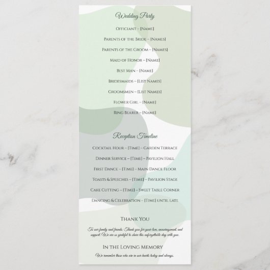 Bio Greenery Geometric Abstrakt Wedding Programm (Rückseite)