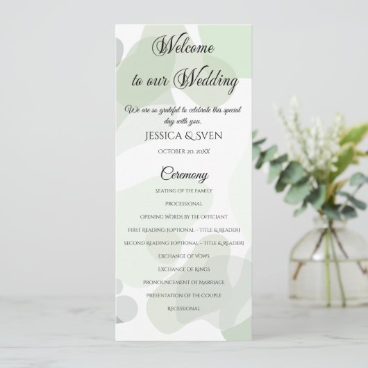 Bio Greenery Geometric Abstrakt Wedding Programm (Stehend Vorderseite)