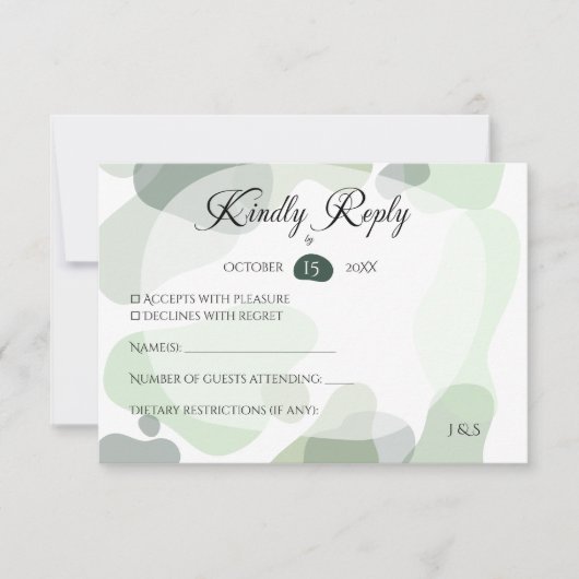 Bio Greenery Geometric Abstrakt Wedding RSVP Karte (Vorderseite)
