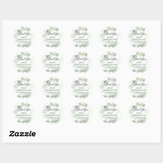 Bio Greenery Geometric Abstrakt Wedding Runder Aufkleber (Blatt)