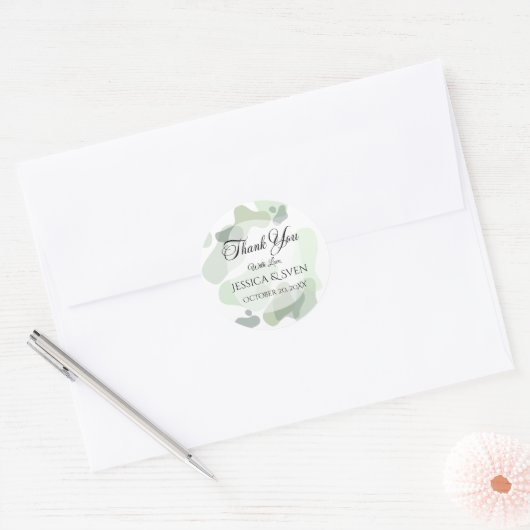 Bio Greenery Geometric Abstrakt Wedding Runder Aufkleber (Umschlag)