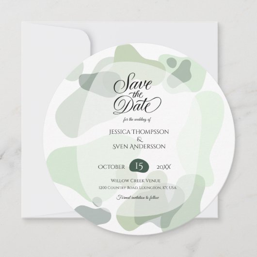 Bio Greenery Geometric Abstrakt Wedding Save The Date (Vorderseite)