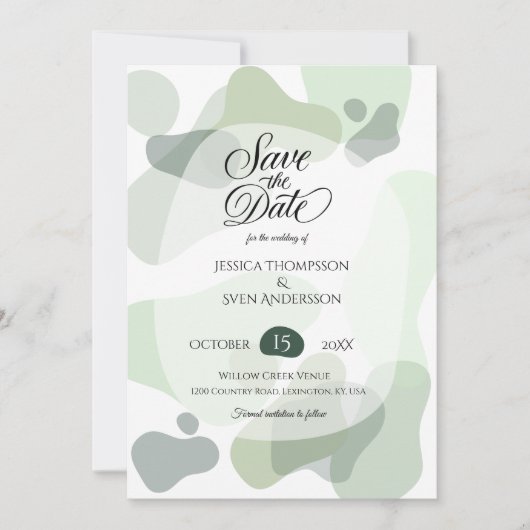 Bio Greenery Geometric Abstrakt Wedding Save The Date (Vorderseite)