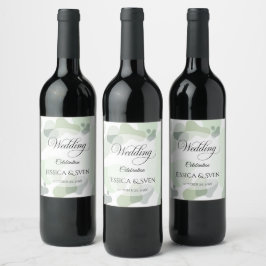 Bio Greenery Geometric Abstrakt Wedding Weinetikett