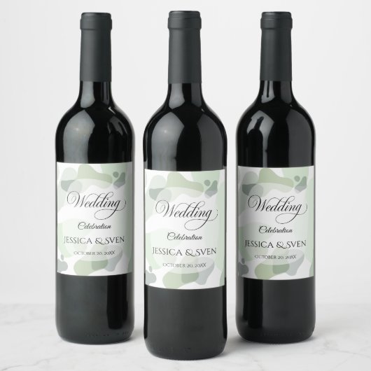 Bio Greenery Geometric Abstrakt Wedding Weinetikett (Flaschen)