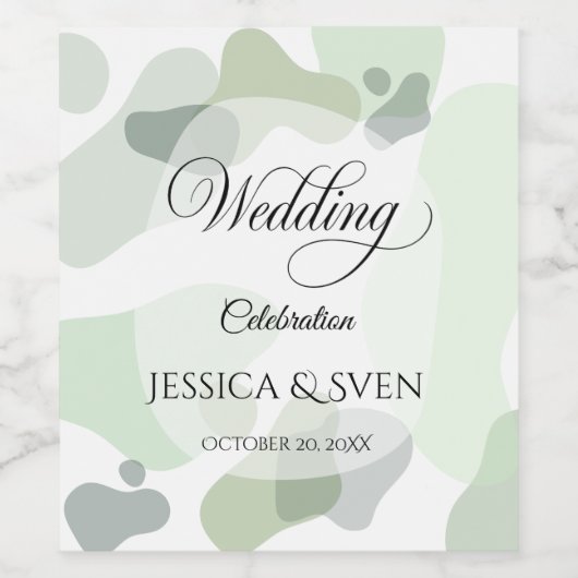 Bio Greenery Geometric Abstrakt Wedding Weinetikett (Einzelnes Label)