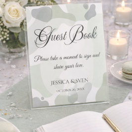 Bio Greenery Geometric Wedding Guest Book Sockelschild