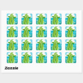 Bio grüne Bohnen Gemüse Quadratischer Aufkleber (Blatt)