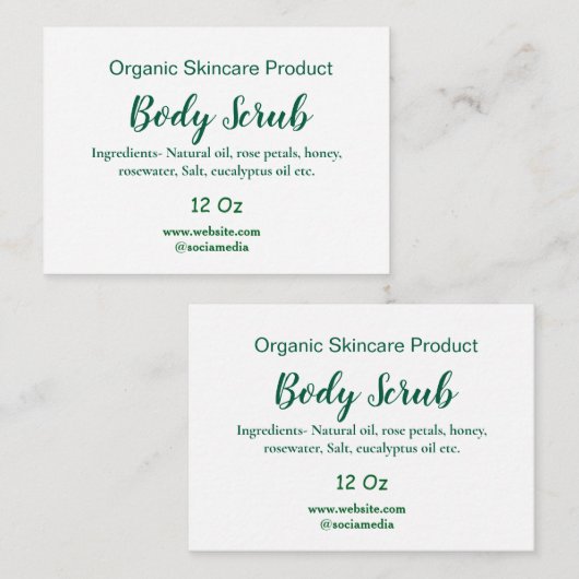 Bio grüne Karosserie-Butterschmalz Mitteilungskarte (Vorne/Hinten)