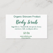 Bio grüne Karosserie-Butterschmalz Visitenkarte (Rückseite)